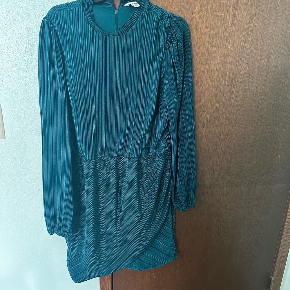 Nine West Teal Pleated Dress
